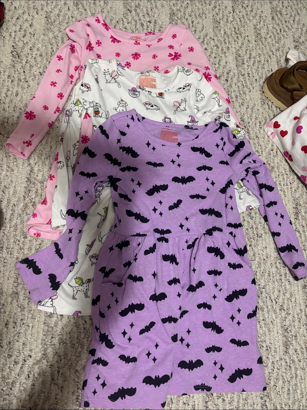 Cat & Jack Purple Bat Print Long Sleeve Dress